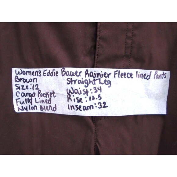 Eddie Bauer Pants Rainier Women Size 12 (34x32) Brown Fleece Lined Jogger - Picture 4 of 12
